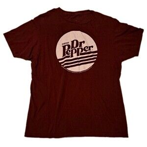 Drink Dr Pepper Logo Men’s Large Cotton T-Shirt Soda Logo Graphic Tee Luv Design